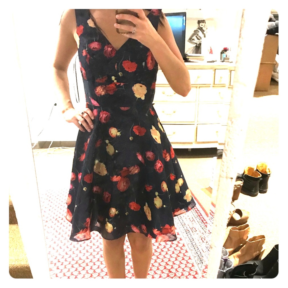 V Neck fit and flare mini dress. Never been worn.